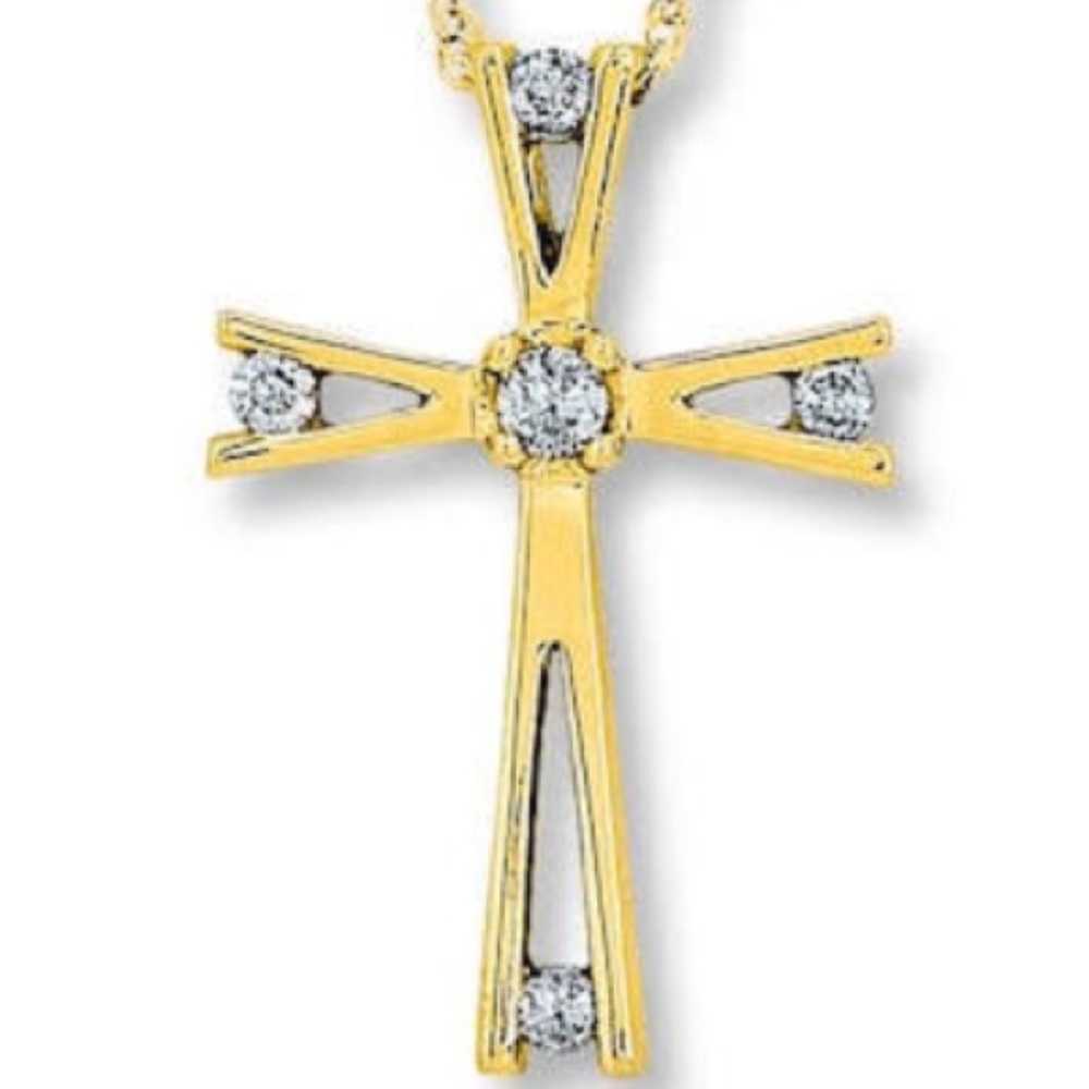 Diamond Cross Necklace 1/10 ctw Round-cut 10K